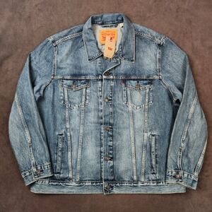 Levis Denim Trucker Jacket Mens XXL Blue Button Front Classic Jean Coat